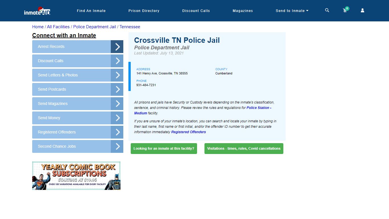 Crossville TN Police Jail & Inmate Search - Crossville, TN